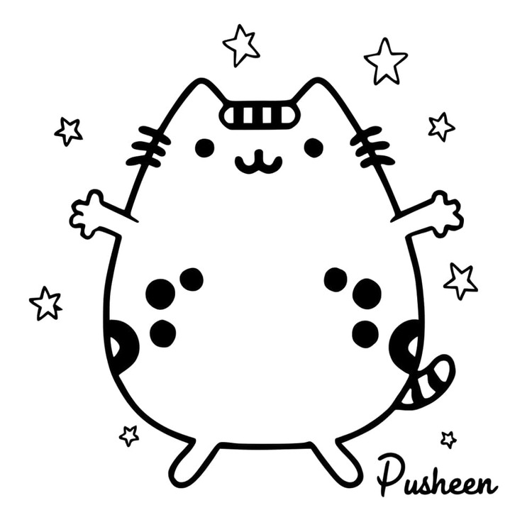 Veselý Pusheen omalovánka