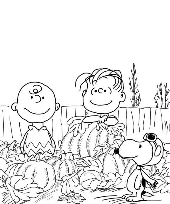 Kreslit Snoopy S Přáteli Mezi Dýněmi omalovánka