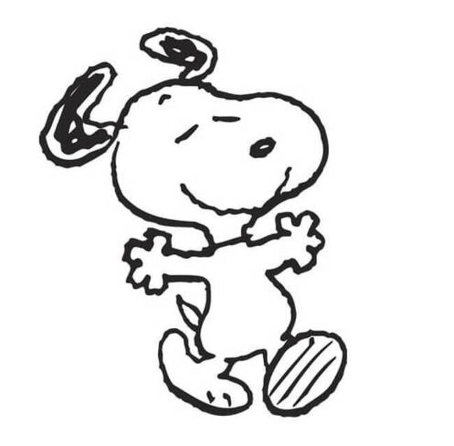 Nakreslete Snoopy aby roztáhl tlapky omalovánka
