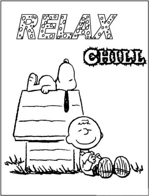 Nakreslete Snoopy vleže s Charliem omalovánka