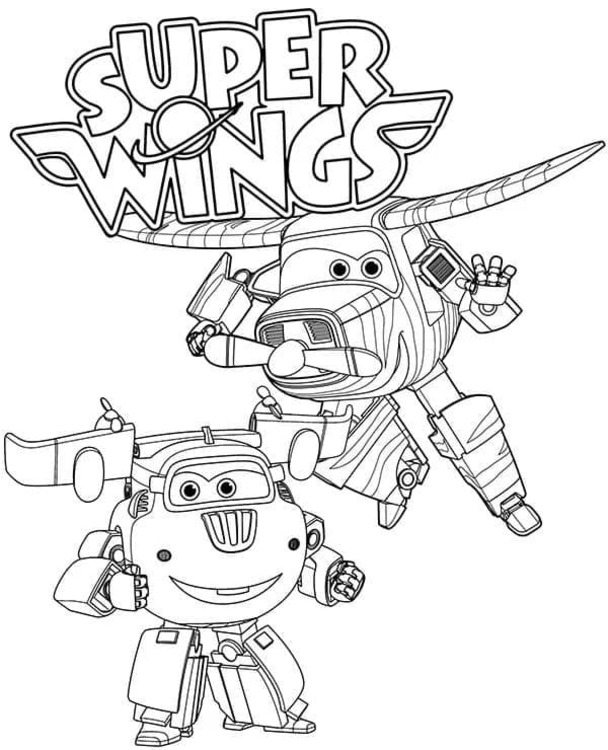 Nakreslete Super Wings Bello a Donnie omalovánka