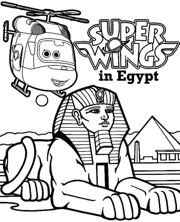 Nakreslete Super Wings Dizzy v Egyptě omalovánka