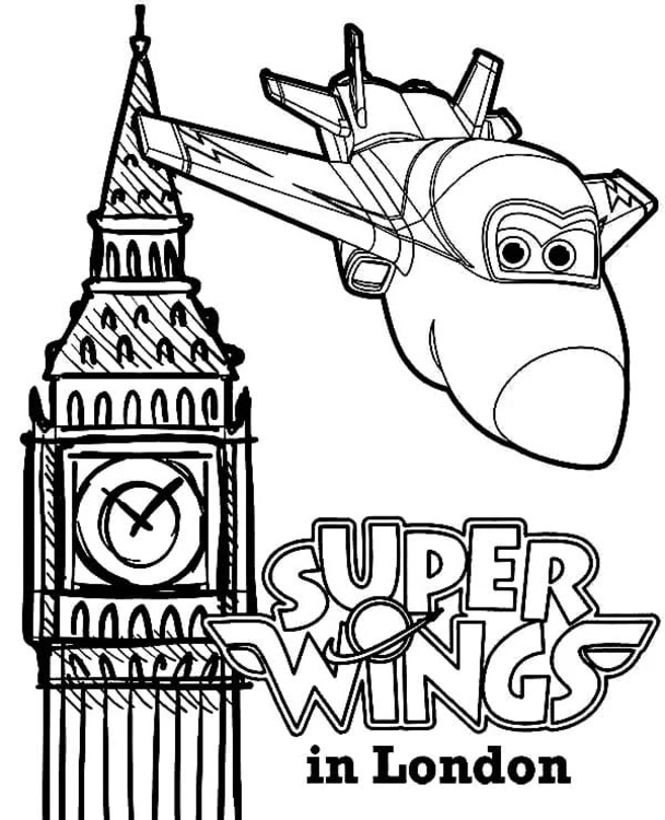 Nakreslete Super Wings Jett v Londýně omalovánka