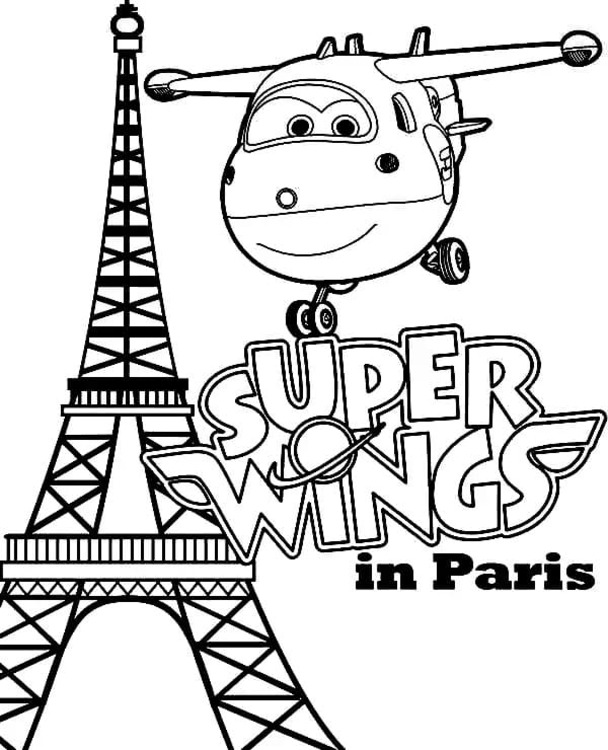 Nakreslete Super Wings Jett v Paříži omalovánka