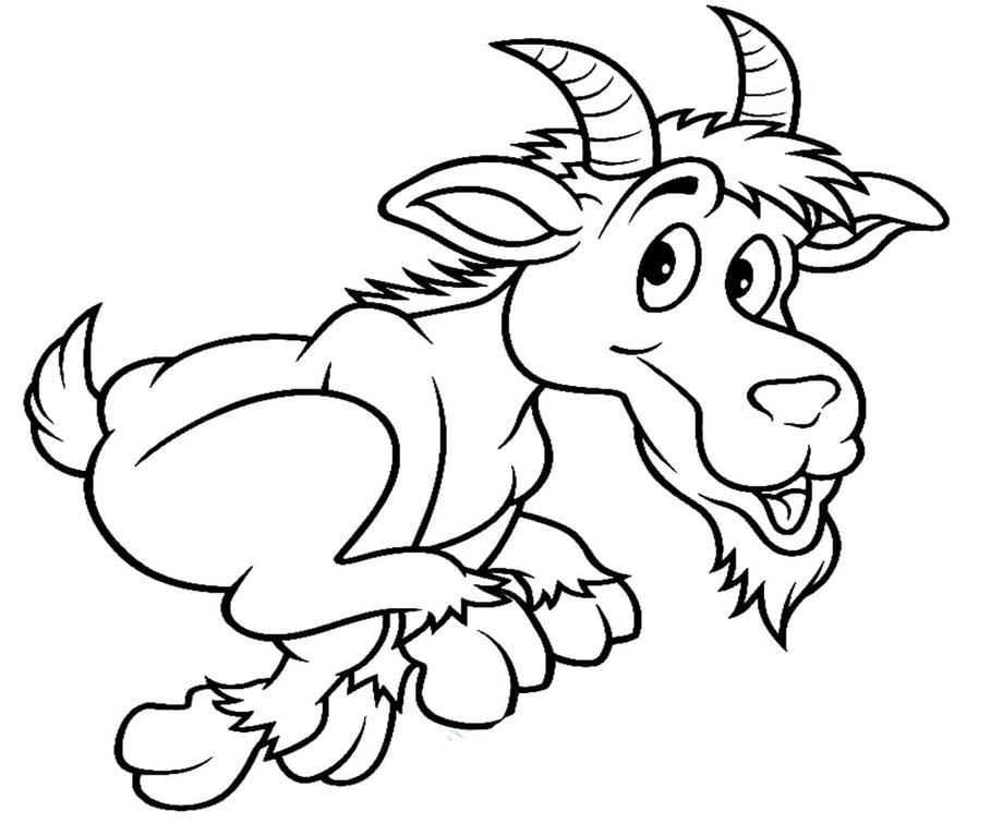 Kreslení běžící koza omalovánka