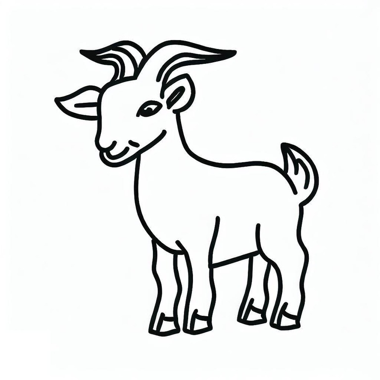 Kreslení koza k vytisknutí pro děti omalovánka