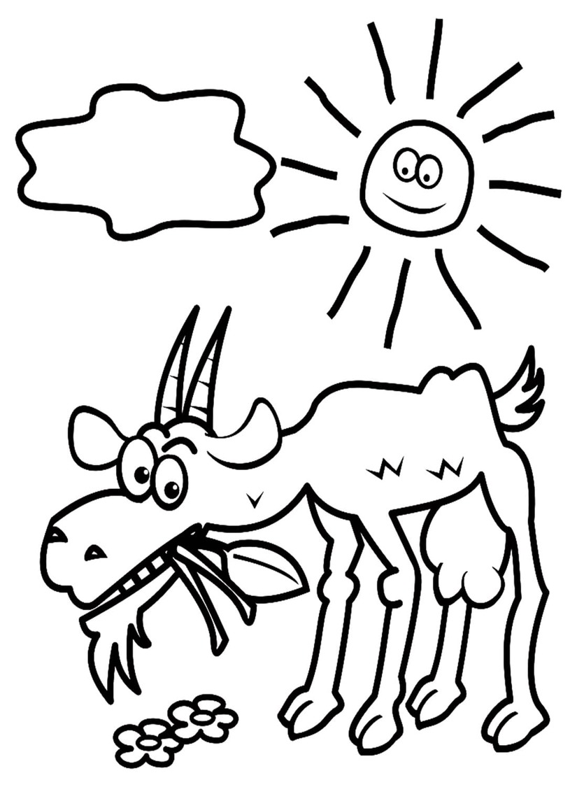 Legrační kresba koza omalovánka