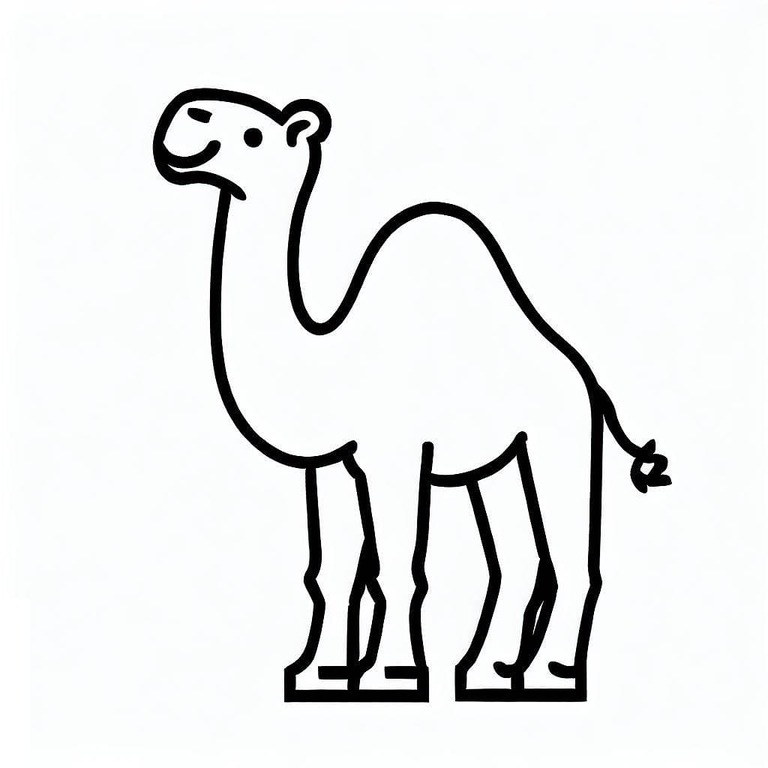 Nakreslete velbloud k vytisknutí zdarma omalovánka
