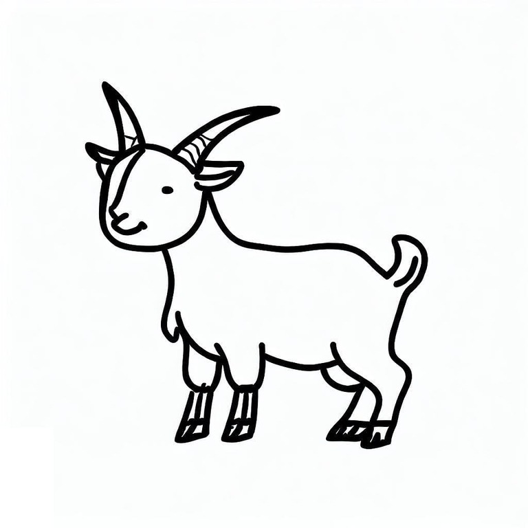 Snadné kreslení koza omalovánka