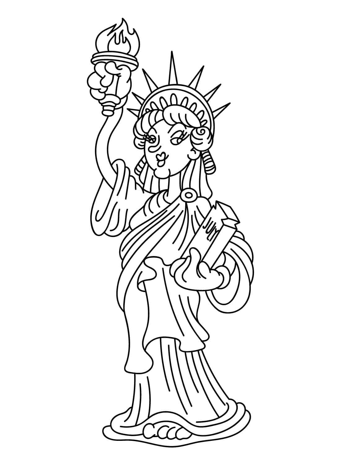 Nakreslete Socha Svobody k vytisknutí omalovánka