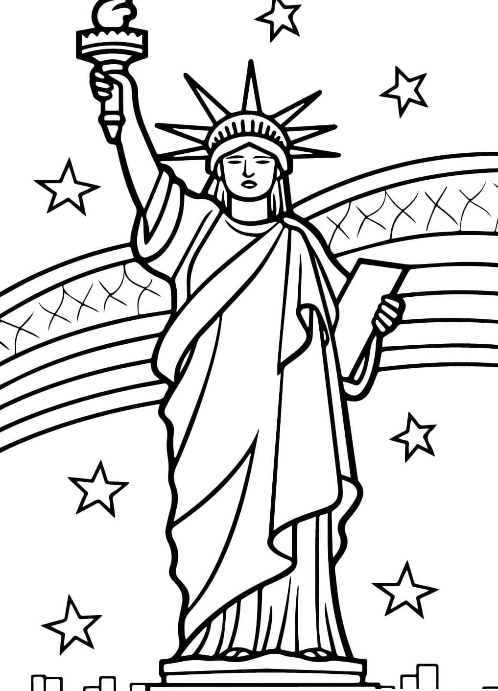 Nakreslete Socha Svobody pro děti omalovánka