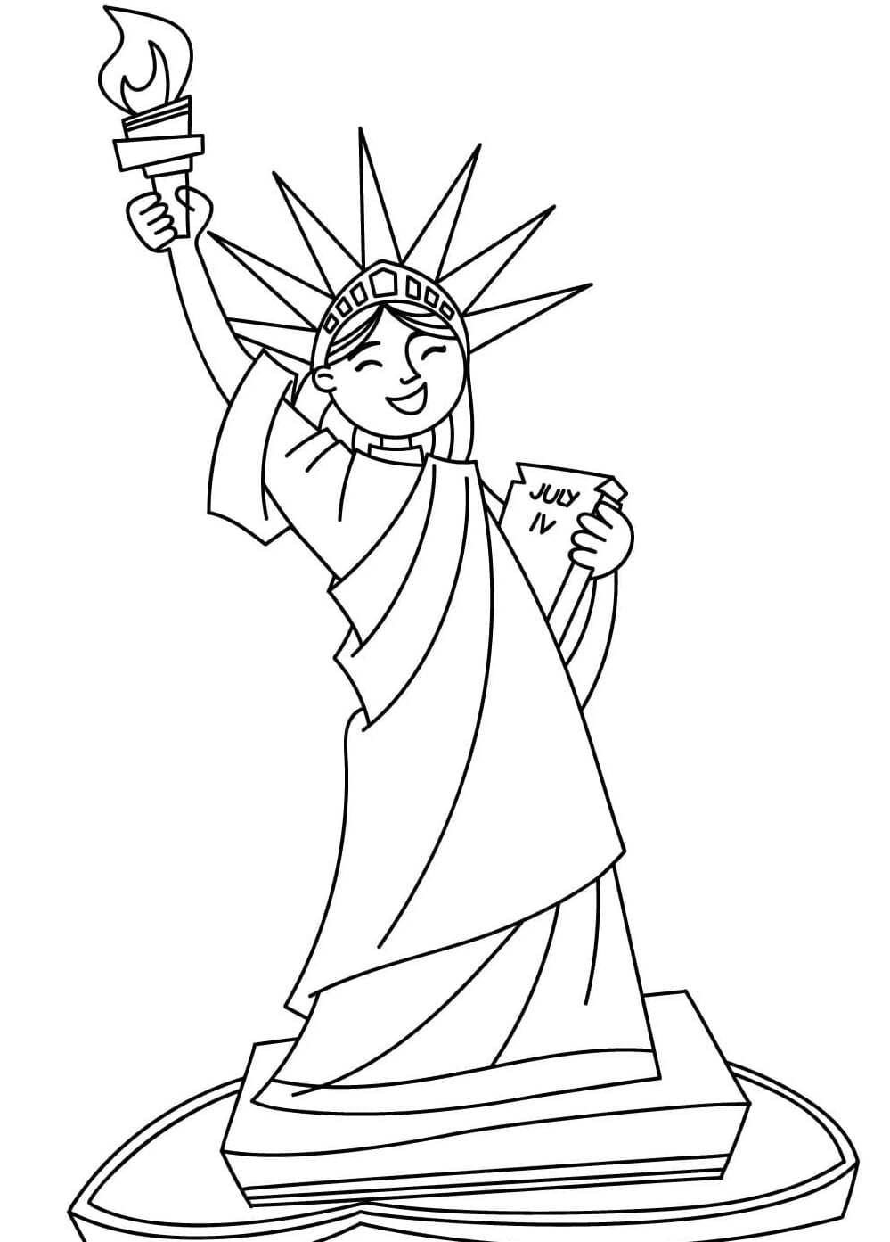 Nakreslete Socha Svobody tisknutelné pro děti omalovánka