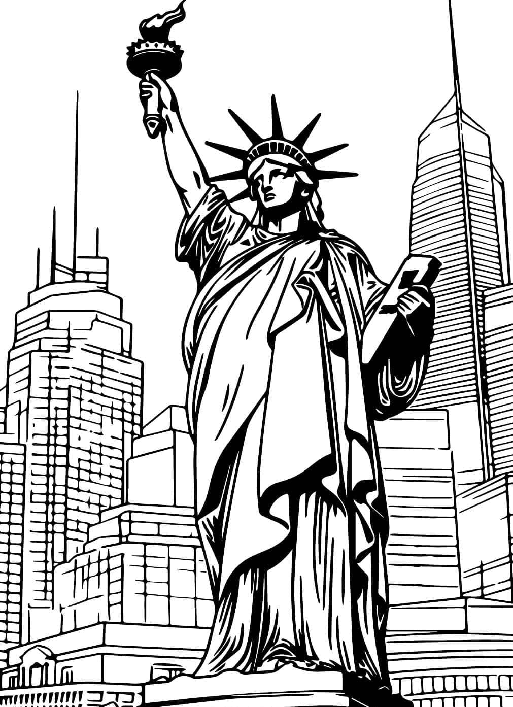 Nakreslete Socha Svobody základní omalovánka