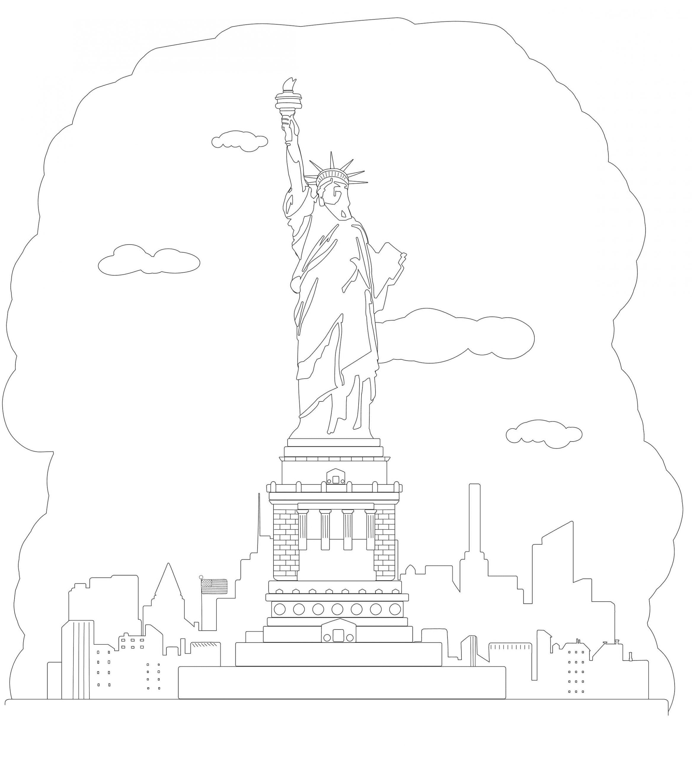 Socha Svobody jednoduché omalovánka