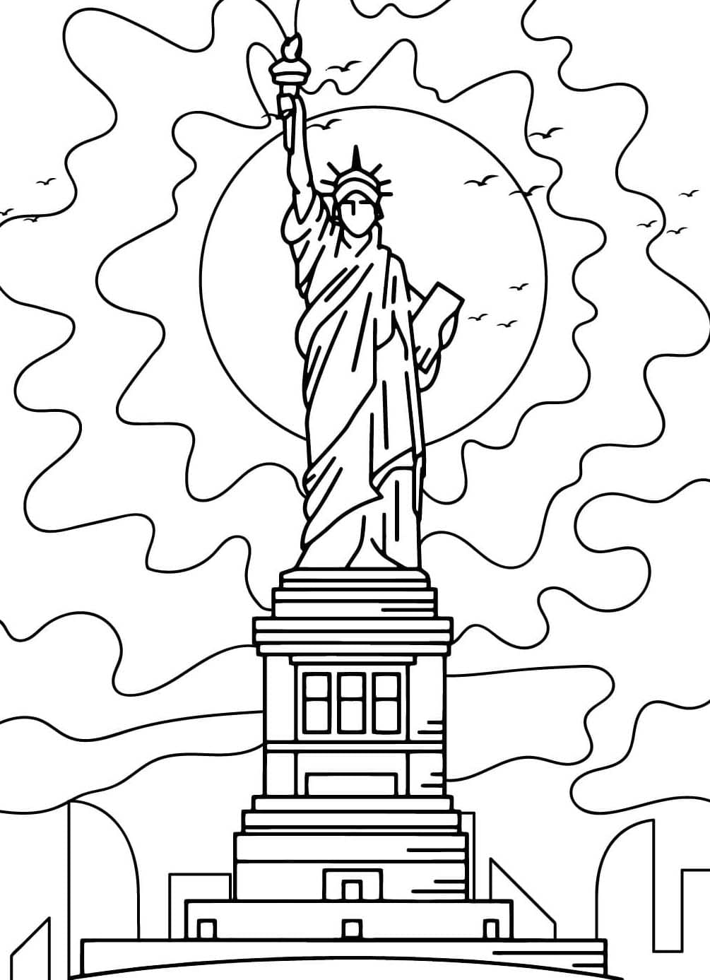 Socha Svobody tisknutelné pro děti omalovánka