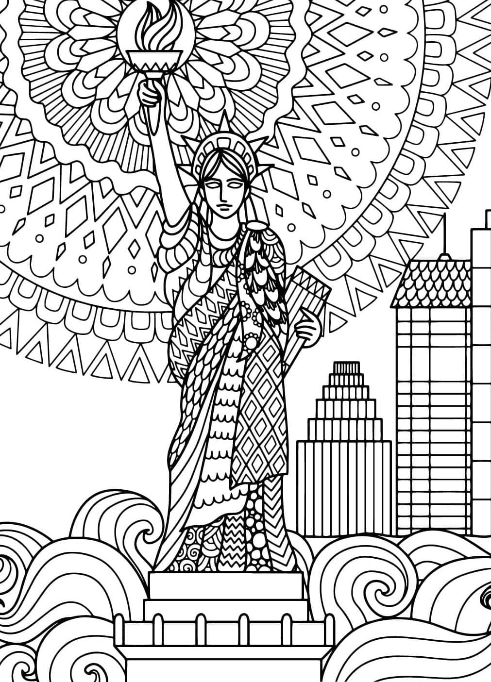 Socha Svobody tisknutelné omalovánka