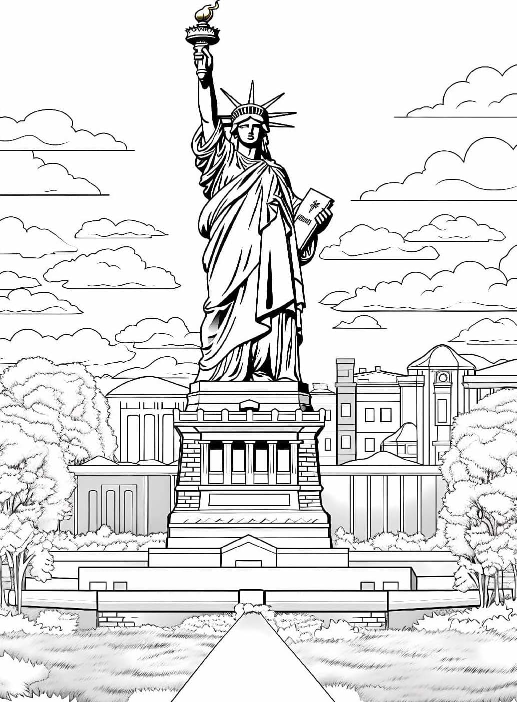 Socha Svobody zdarma omalovánka