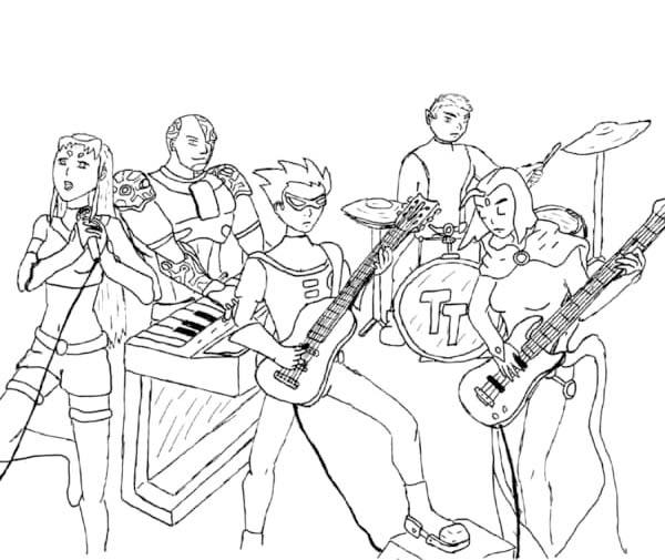 Mladí Titáni do toho prostý omalovánka