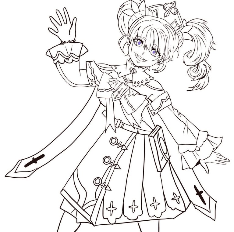 Nakreslete Barbara z Genshin Impact omalovánka