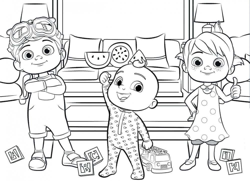 Nakreslete Cocomelon pro děti omalovánka