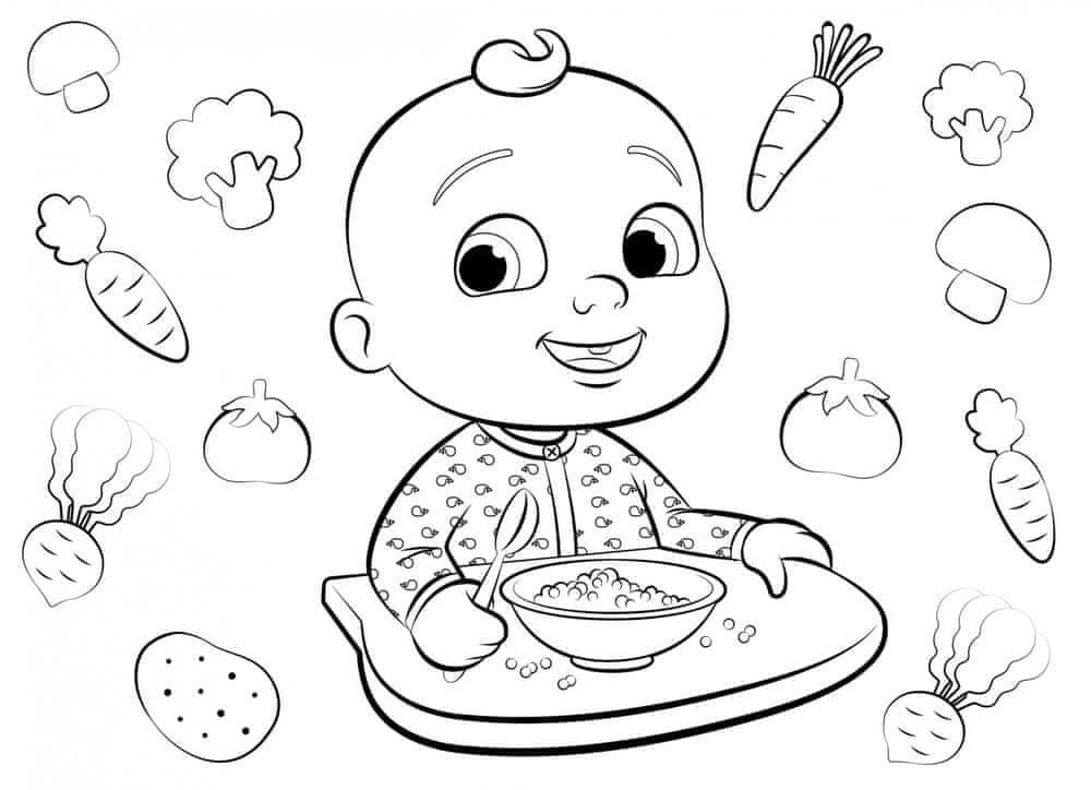 Nakreslete Cocomelon prostý u dětí omalovánka