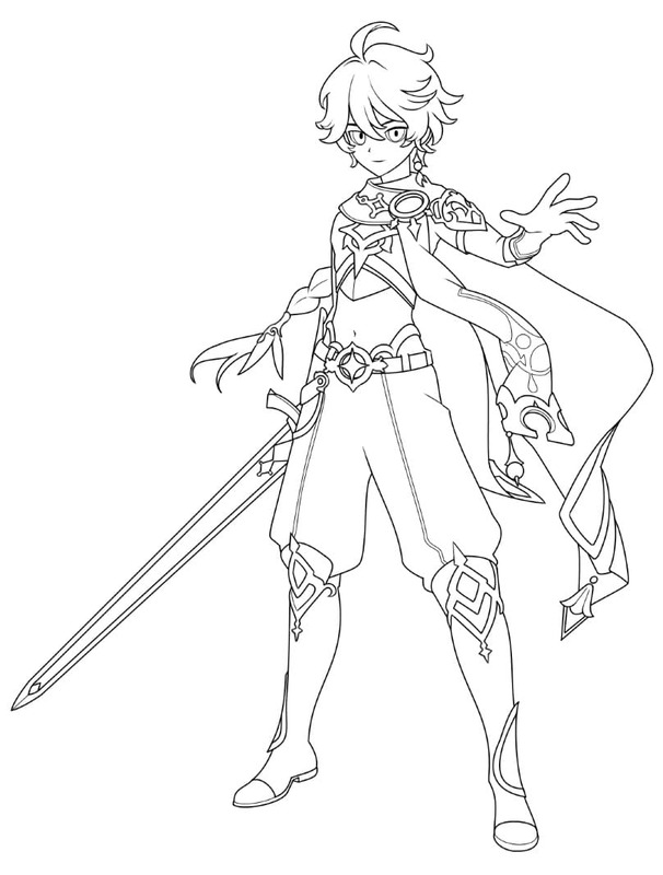 Nakreslete Genshin Impact Aether omalovánka