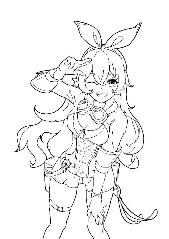 Nakreslete Genshin Impact Amber omalovánka