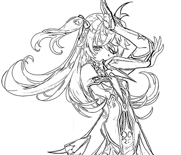 Nakreslete Genshin Impact Mona omalovánka