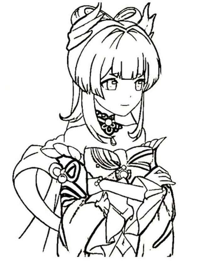 Nakreslete Genshin Impact Sangonomiya Kokomi omalovánka