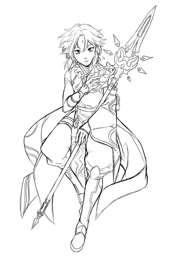 Nakreslete Genshin Impact Xiao omalovánka