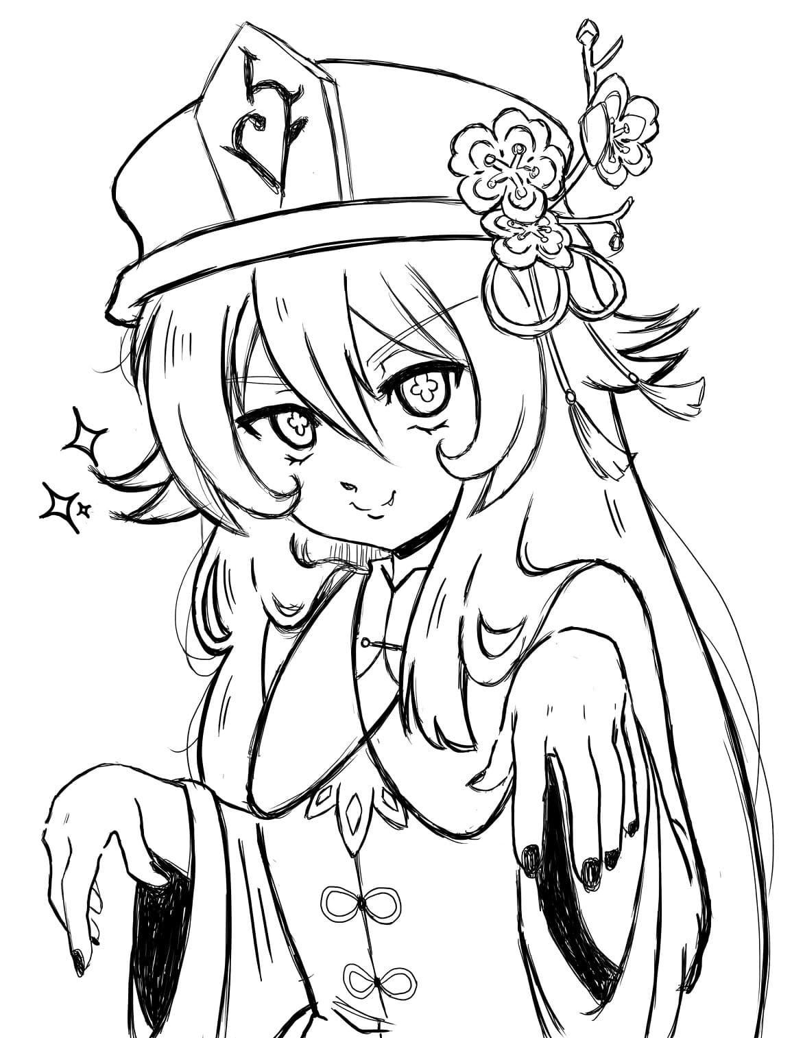 Nakreslete Hu Tao z Genshin Impact omalovánka