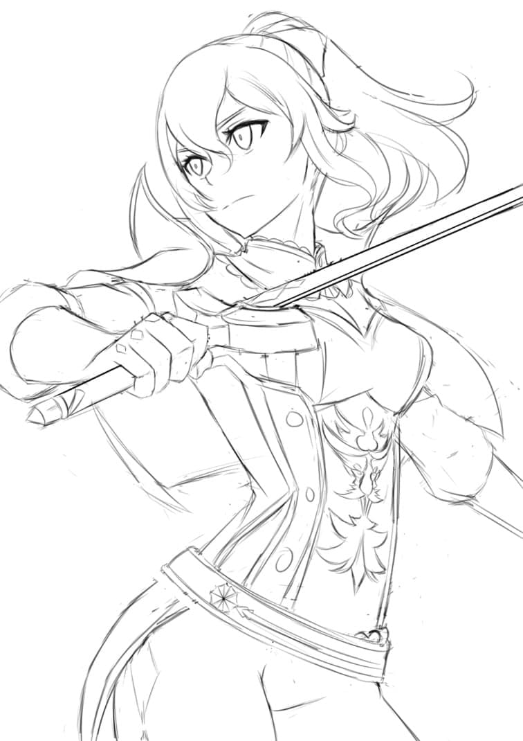 Nakreslete Jean Genshin Impact omalovánka