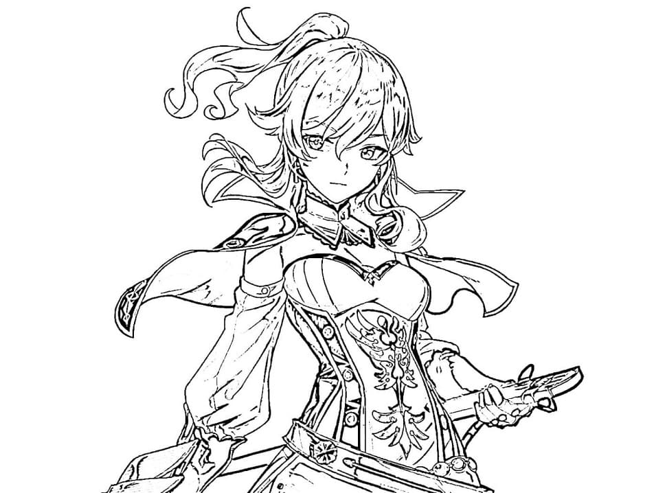 Nakreslete Jean v Genshin Impact omalovánka