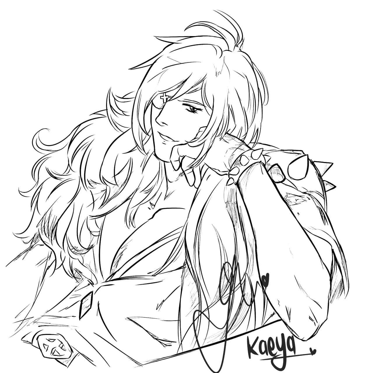 Nakreslete Kaeya Genshin Impact omalovánka