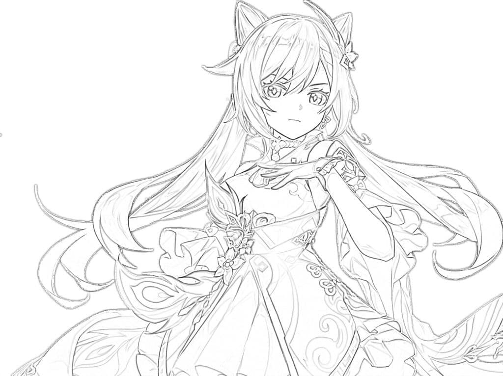 Nakreslete Keqing omalovánka