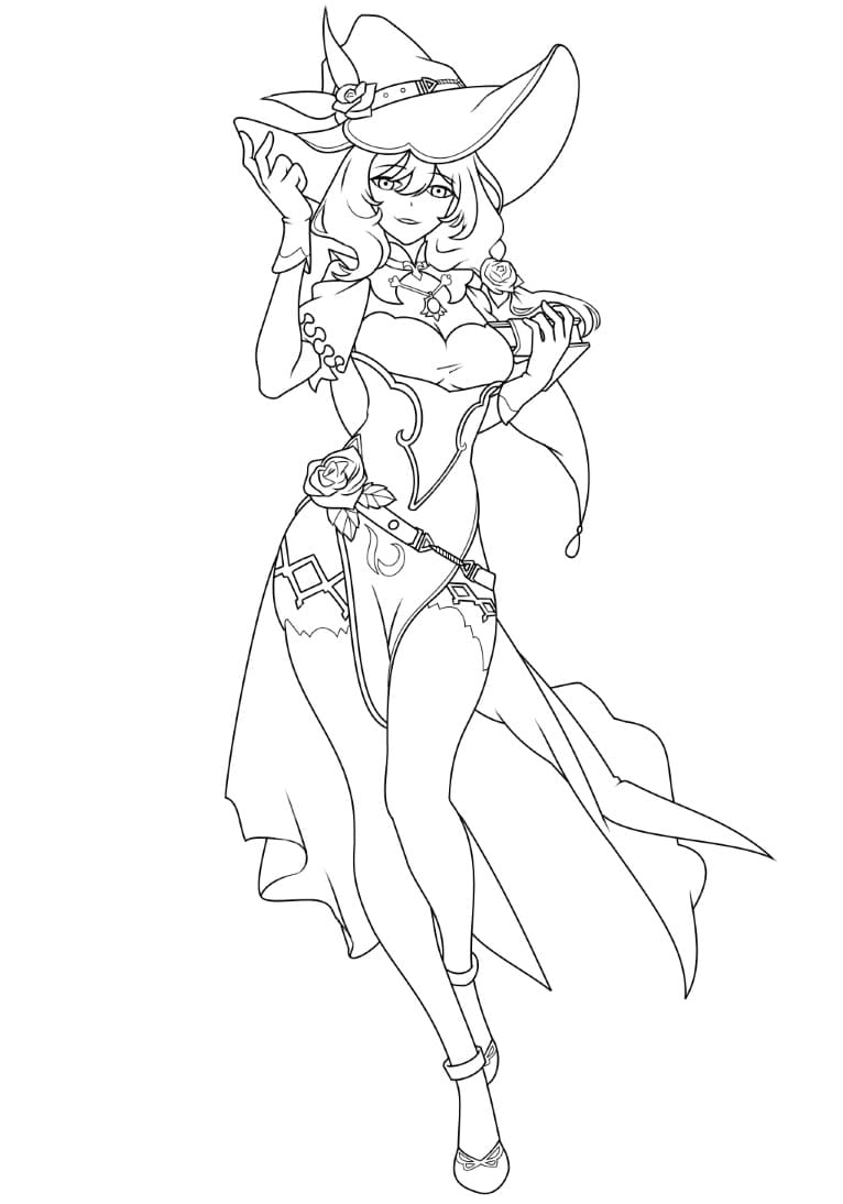 Nakreslete Lisa v Genshin Impact omalovánka