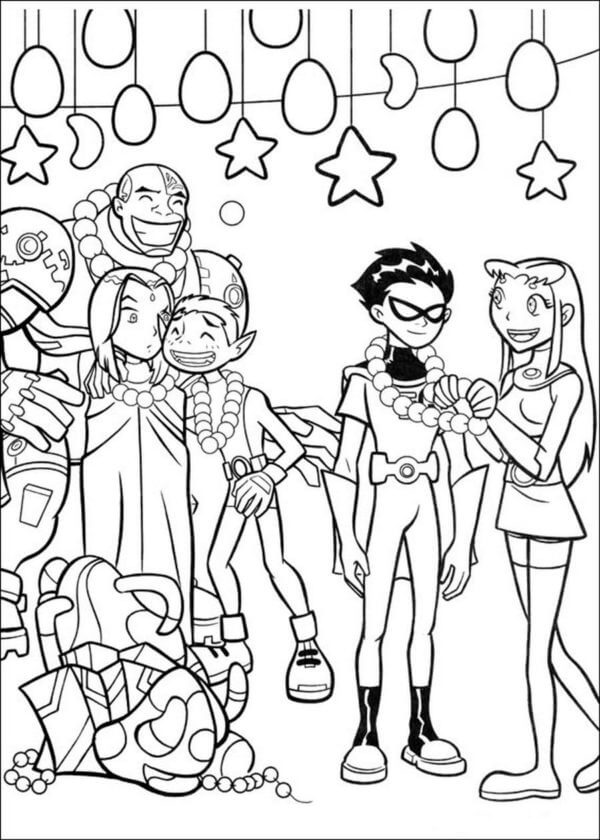 Nakreslete Postavy zralý Mladí Titáni do toho omalovánka