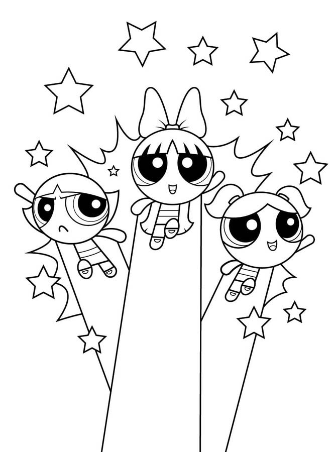 Nakreslete Powerpuff Girls prostý tisknutelné omalovánka