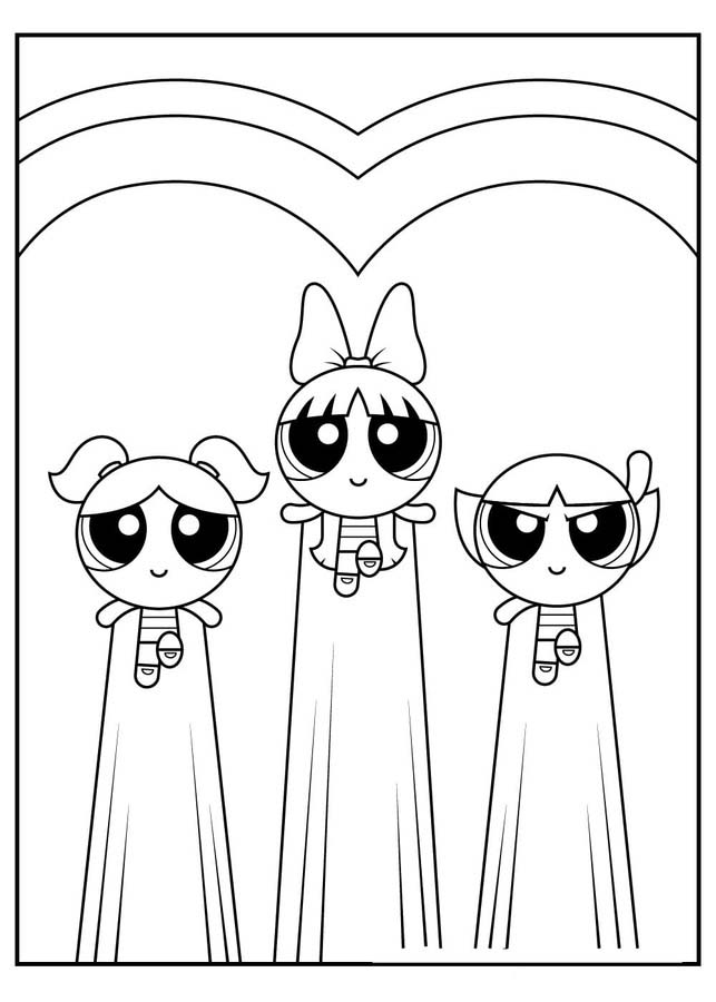 Nakreslete Powerpuff Girls základní tisknutelné omalovánka