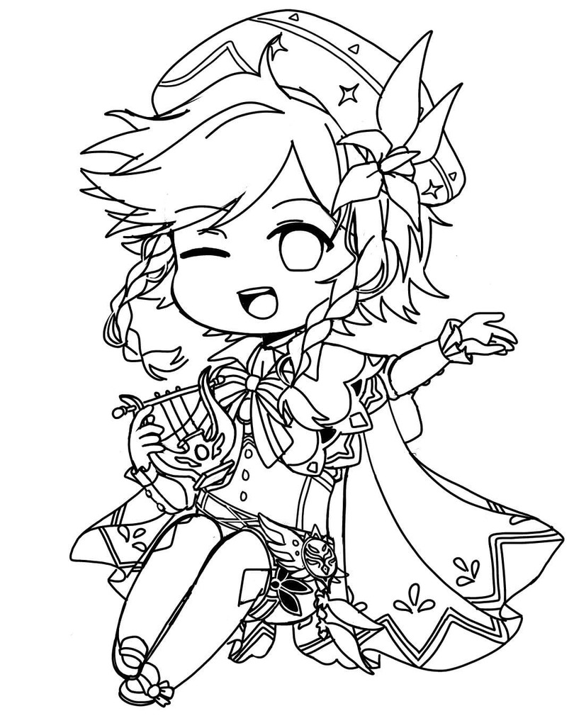 Nakreslete čibi Venti v Genshin Impact omalovánka