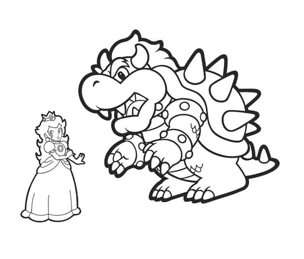 Nakreslete princezna Peach a Bowser omalovánka