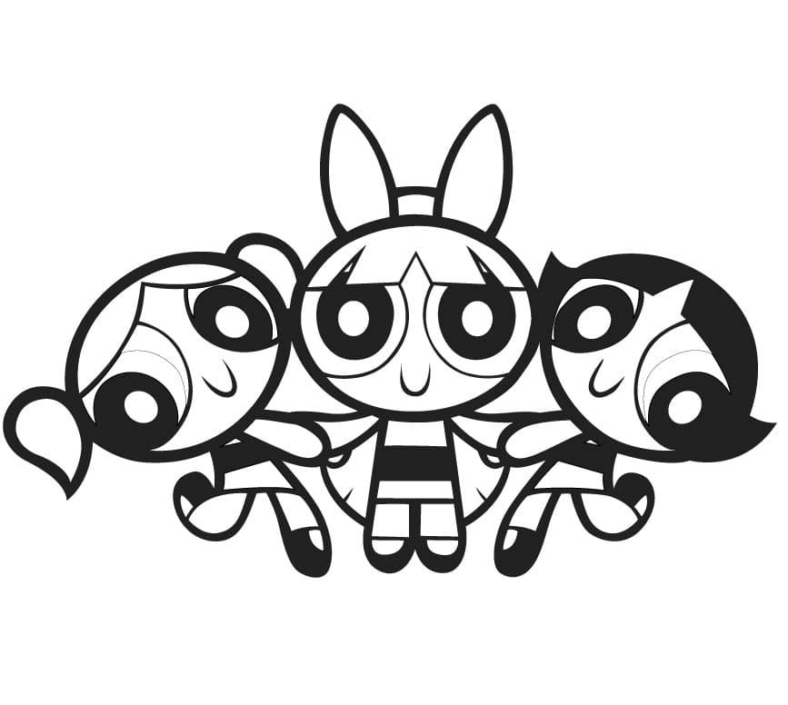 Powerpuff Girls prostý tisknutelné omalovánka