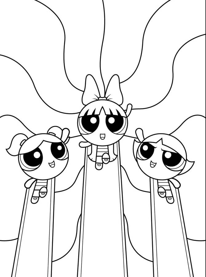 Powerpuff Girls tisknutelné pro děti omalovánka