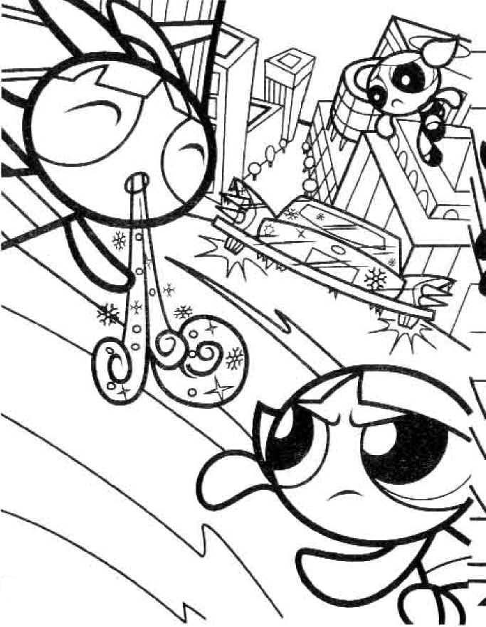 Základní Powerpuff Girls omalovánka