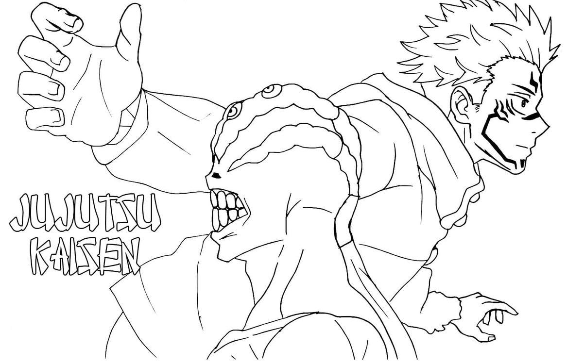 Jujutsu Kaisen prostý omalovánka