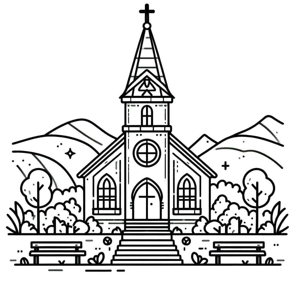 Omalovánka Kostel k vytisknutí zdarma