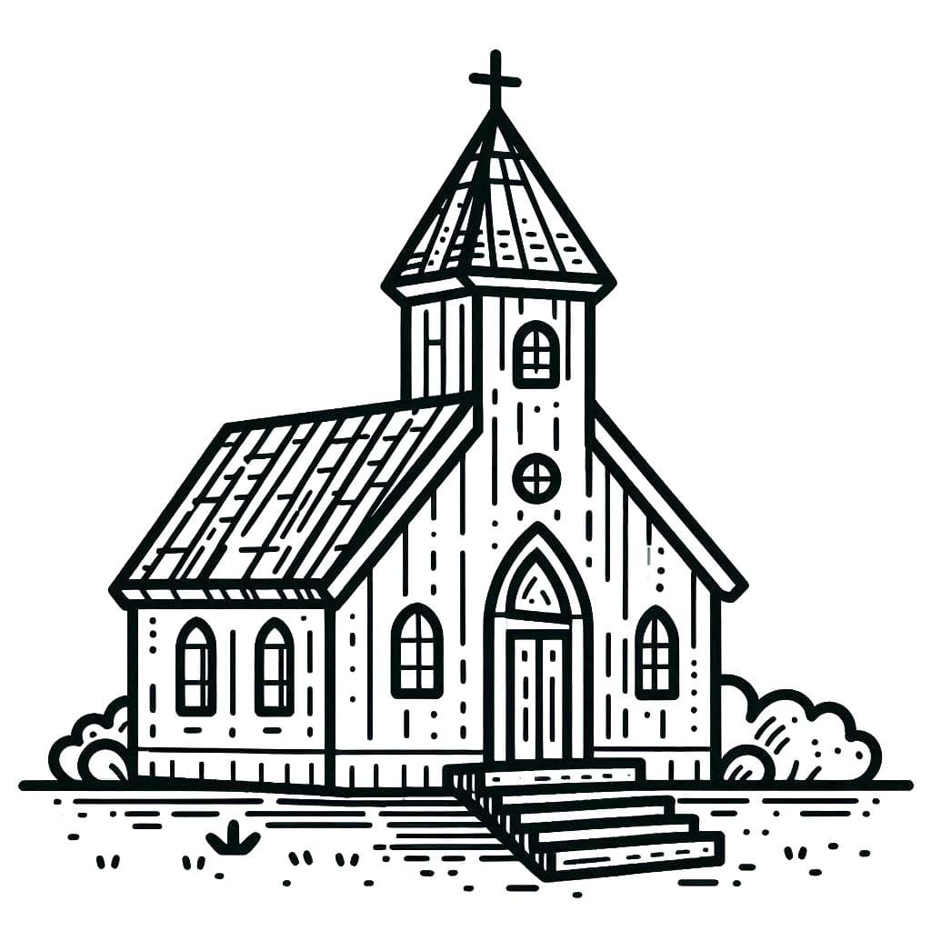 Omalovánka Kostel základní tisknutelné
