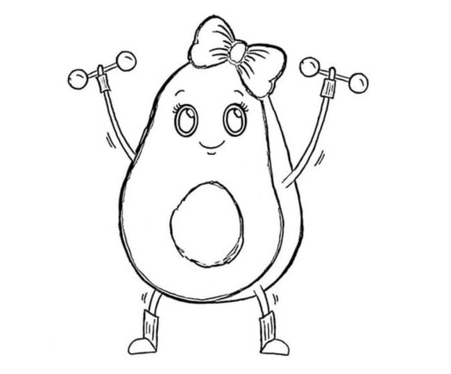 Nakreslete Avokádo snadný tisknutelné omalovánka