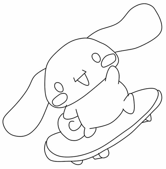 Nakreslete Cinnamoroll Skateboarding omalovánka