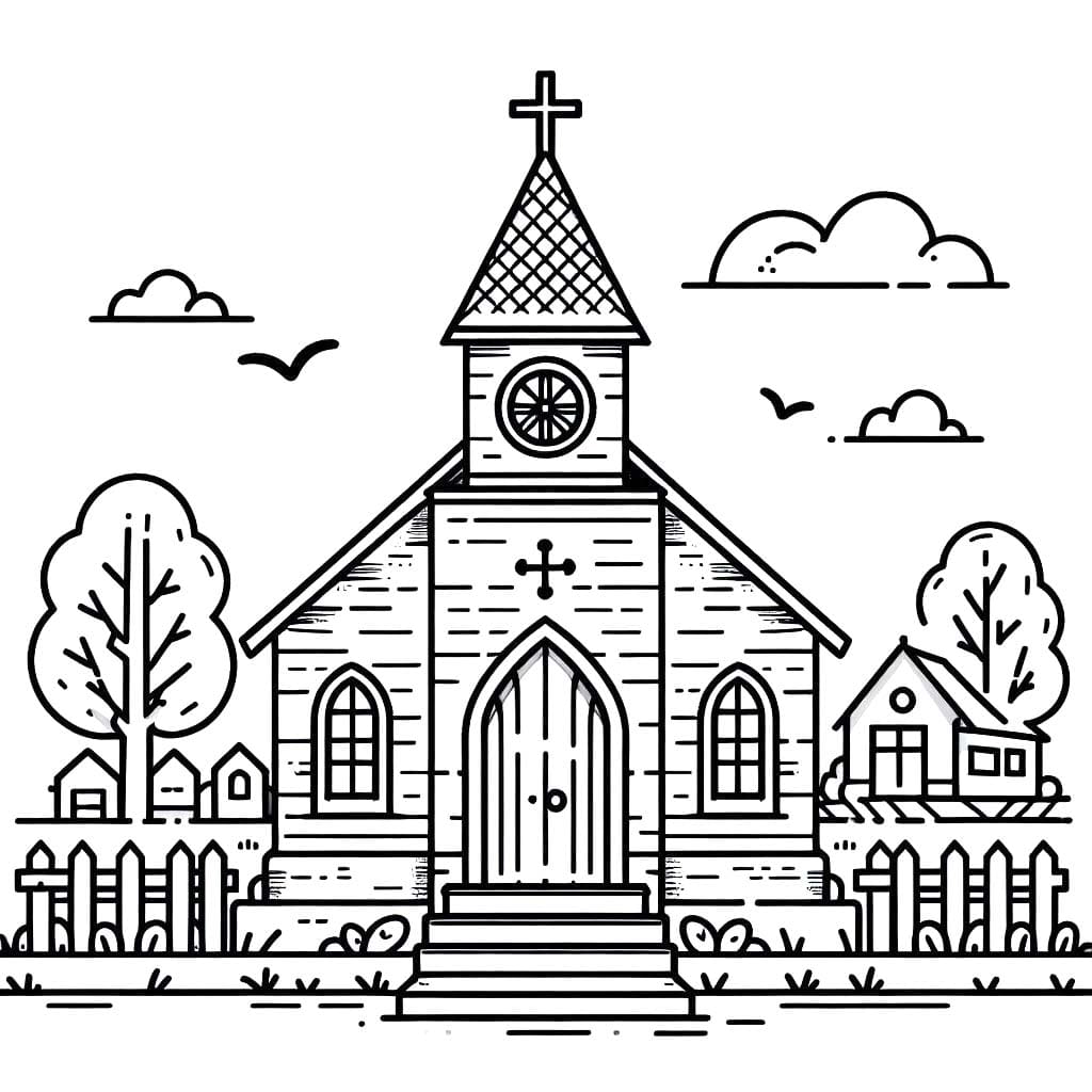 Omalovánka Nakreslete Kostel k vytisknutí zdarma